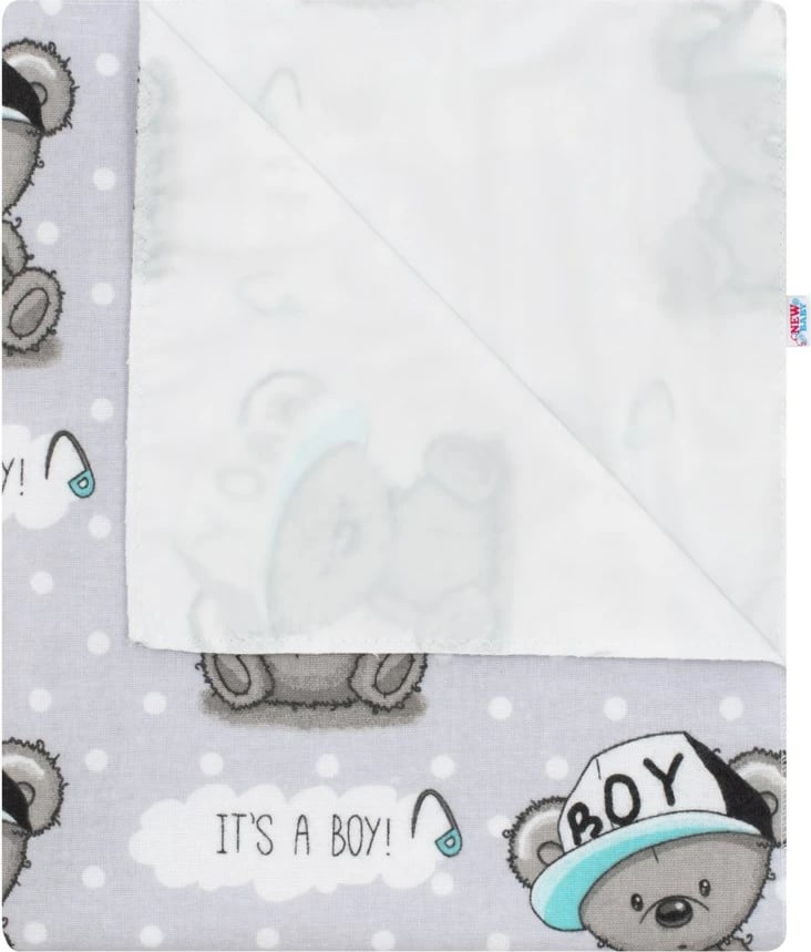 shtrojë flanel e papërshkueshme nga uji, NEW BABY, 57 x 47 cm, për djem, gri, 1 copë