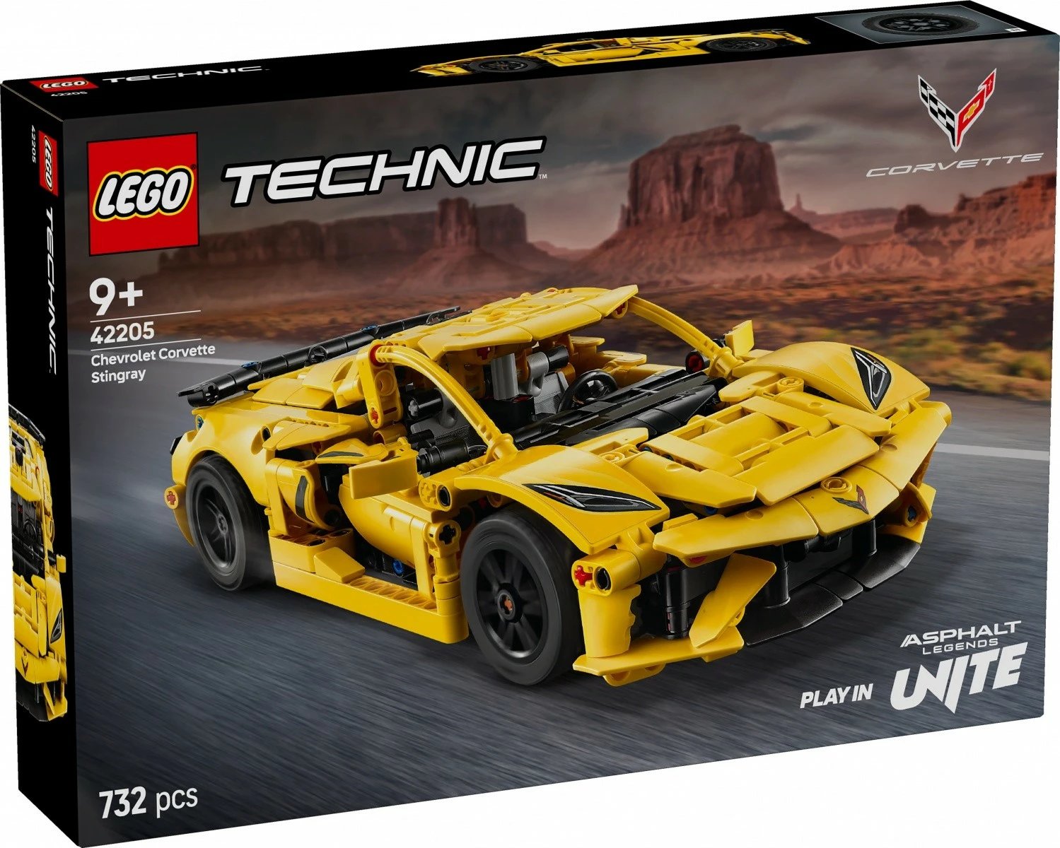 Set ndërtimi LEGO Technic Chevrolet Corvette Stingray 42205, 732 pjesë, e verdhë