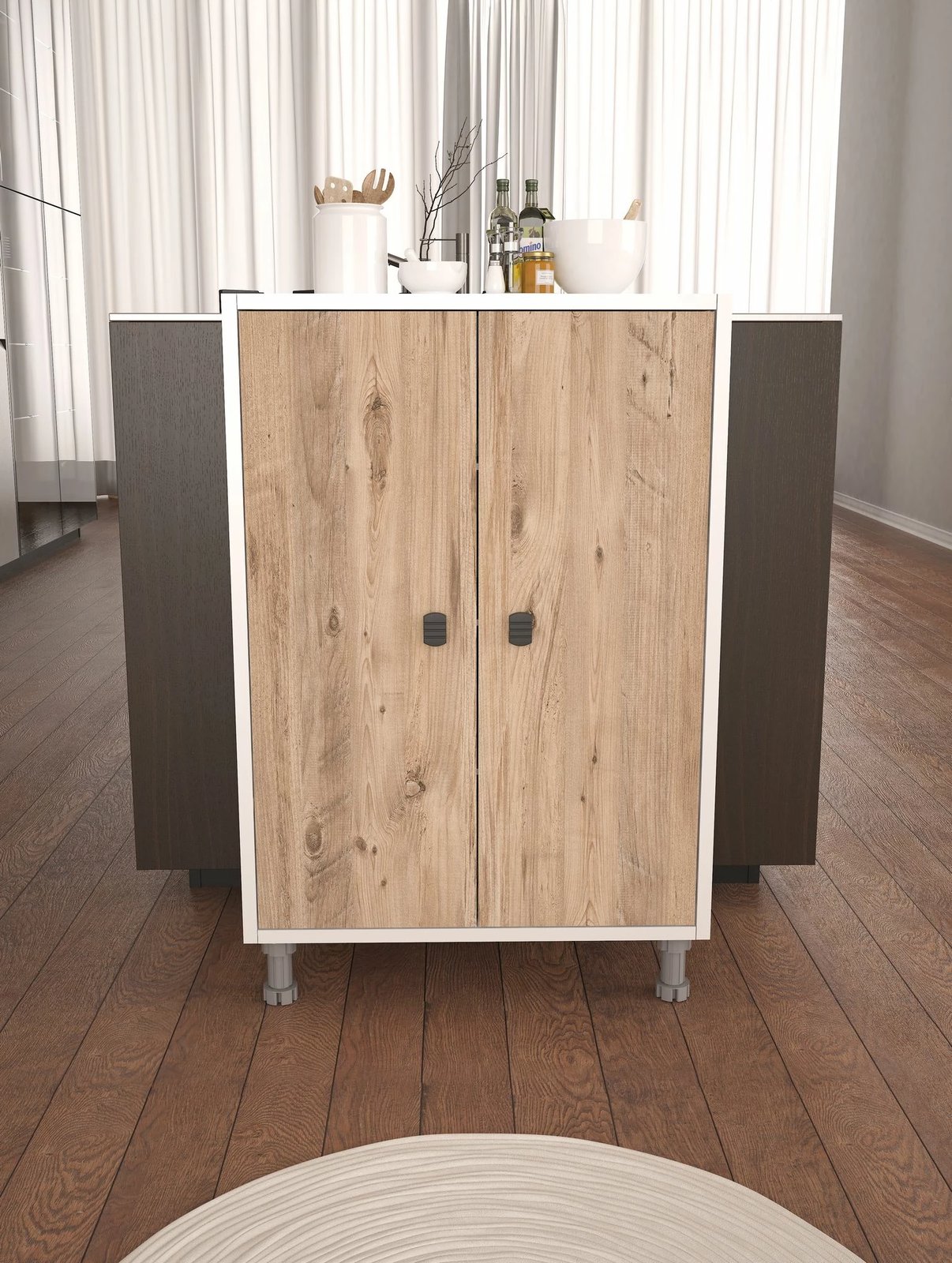 Dollap multifunksional Hanah Home, Melo, ngjyrë Atlantic Pine dhe e bardhë