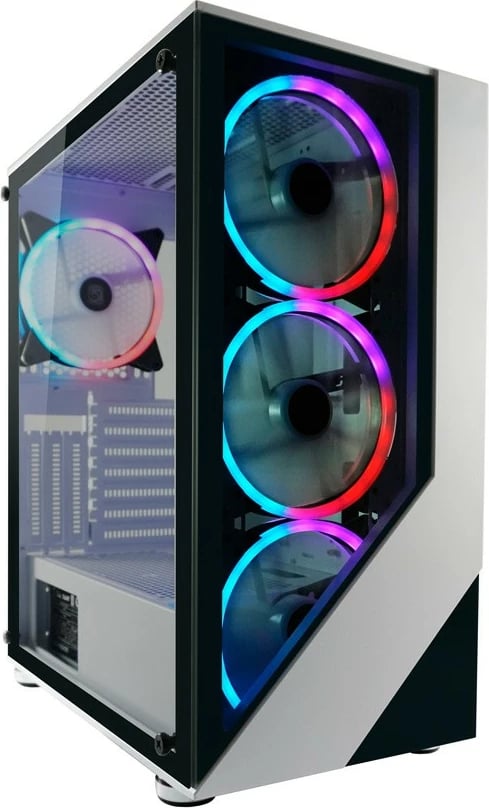 Kasë LC-Power Gaming 803W RGB, Midi Tower, xham i temperuar, e zezë/e bardhë Kasë LC-Power Gaming 803W RGB, Midi Tower, xham i temperuar, e zezë/e bardhë