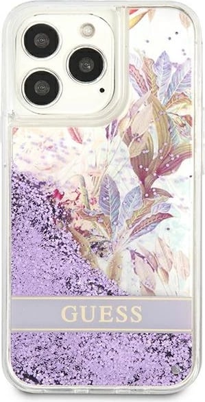 Mbështjellës Guess GUHCP13LLFLSU për iPhone 13/13 Pro 6.1", Flower Liquid Glitter, vjollcë Mbështjellës Guess GUHCP13LLFLSU për iPhone 13/13 Pro 6.1", Flower Liquid Glitter, vjollcë