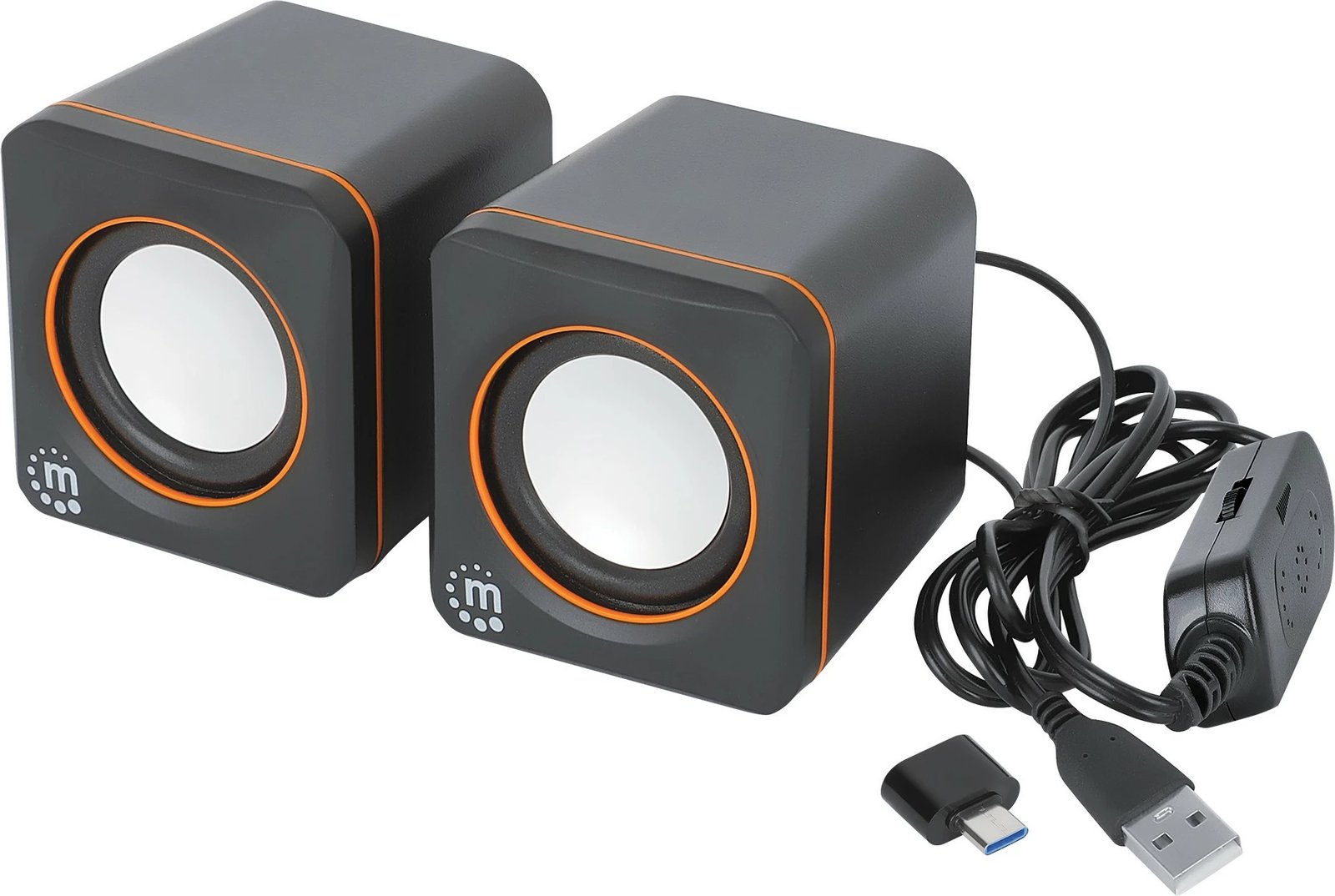 Kufje stereo Manhattan 2600 Series, 2.0 kanale, 6W, USB-A/USB-C, zi/portokalli