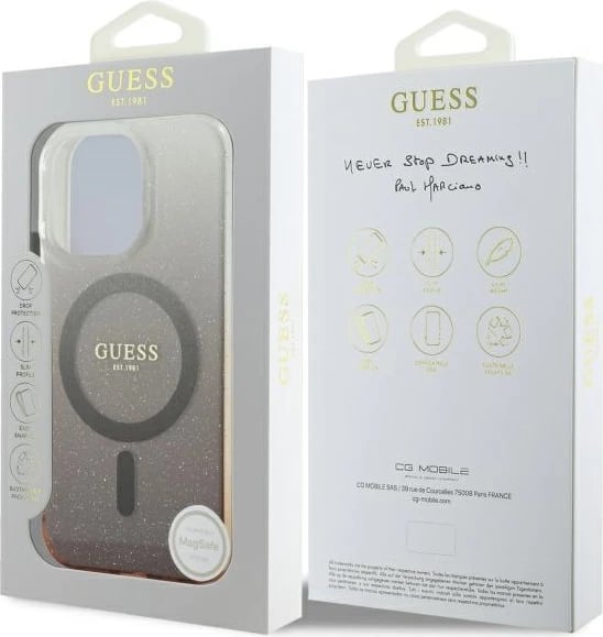 Mbështjellës Guess IML Glitter Gradient MagSafe për iPhone 16 Pro, Kafe Mbështjellës Guess IML Glitter Gradient MagSafe për iPhone 16 Pro, Kafe