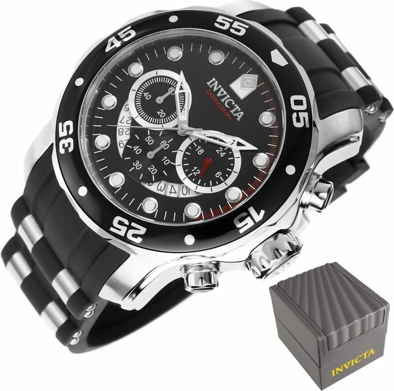 Orë dore për meshkuj Invicta, e zezë