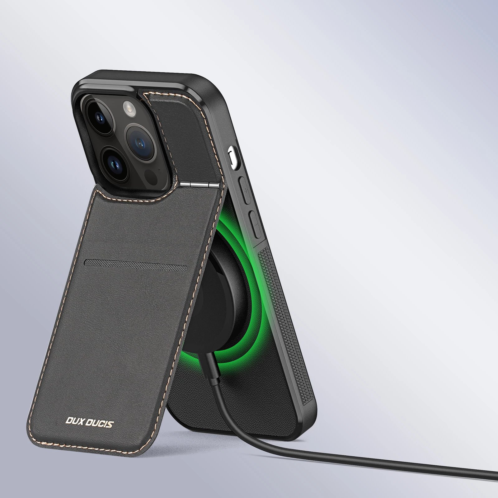 Mbështjellës Dux Ducis Rafi Mag për iPhone 13 Pro, me MagSafe, RFID Blocker, i zi