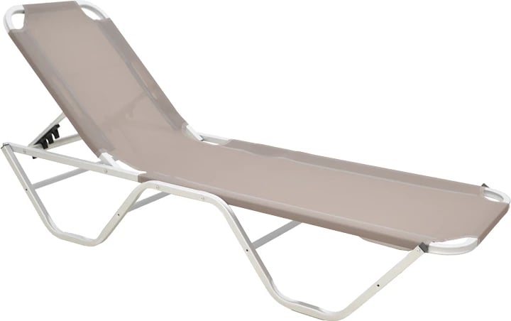 Shezlong Dessie alumini i grumbullueshëm tekstilene moka 56x188x30cm