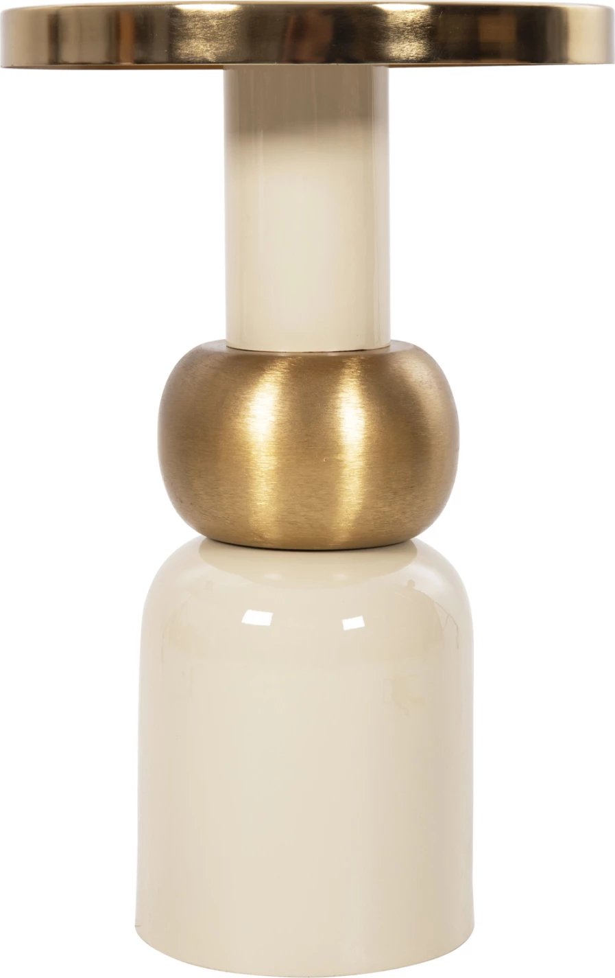 Tavolinë ndihmëse AMBUR FH4238.03 metalike, ngjyrë ecru-ari, Φ40.5x62H cm