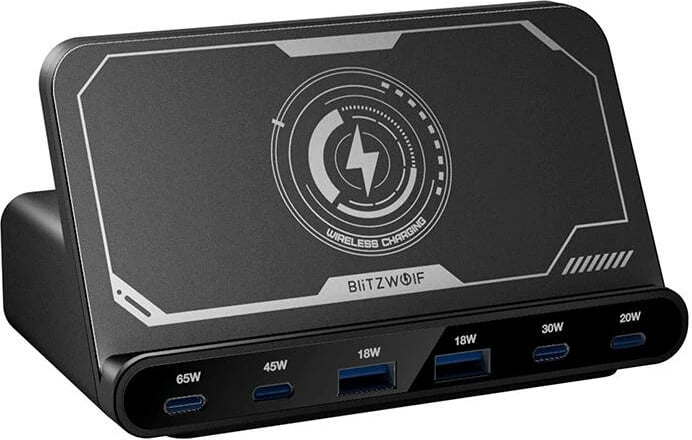 Karikues rrjeti BlitzWolf BW-S27, 160W, 4x USB-C, 2x USB-A, karikim wireless 15W, zi