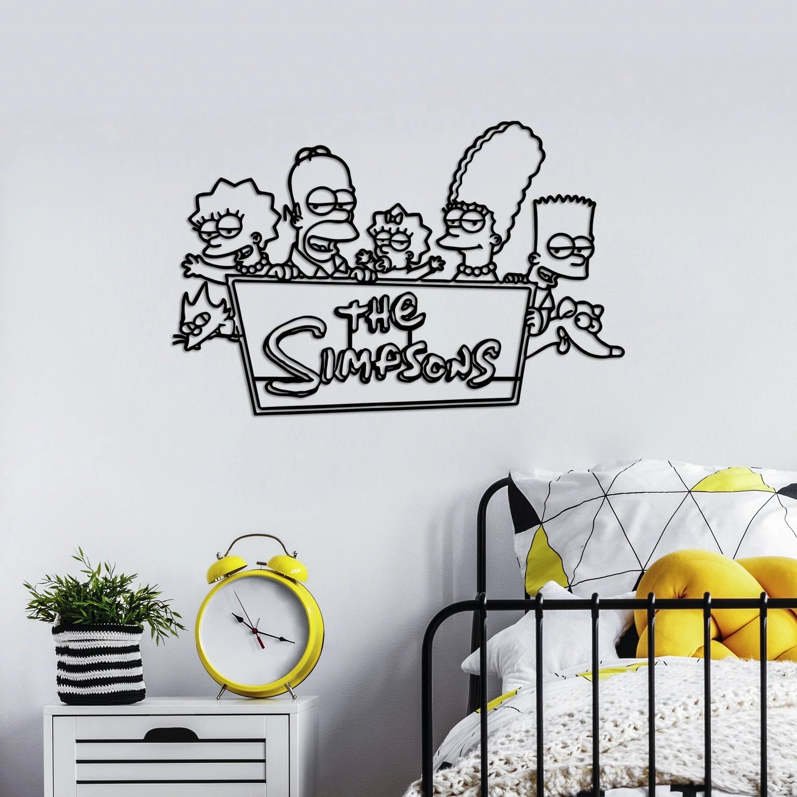 Aksesor metalik dekorativ për mur, Wallity Sımpson 7, ngjyrë e zezë, 62x40cm