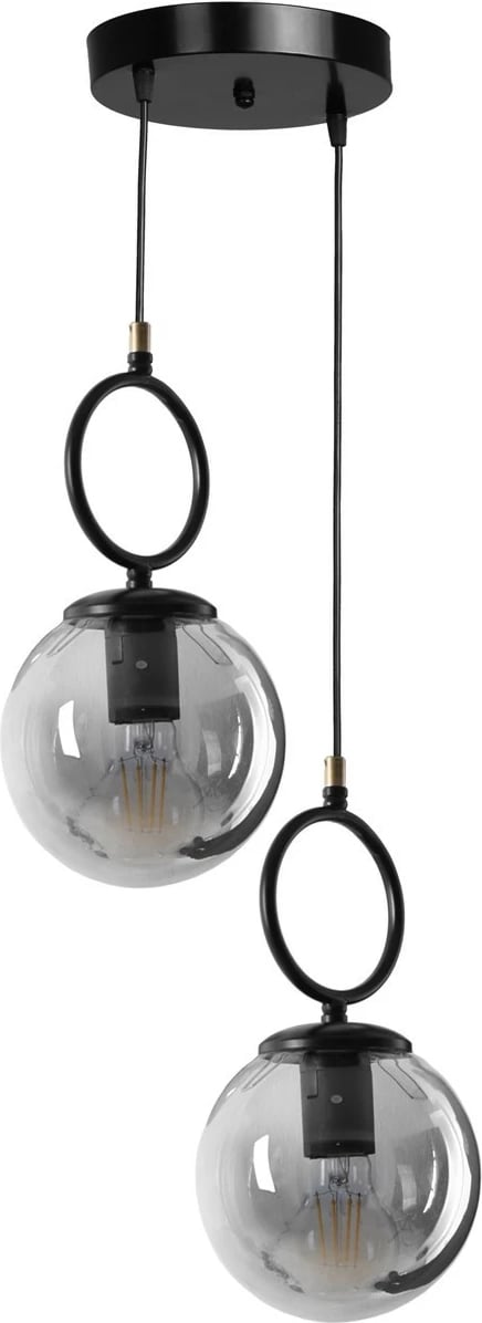 Llambë tavani Opviq Morino 2 me gotë të tymosur, e zezë