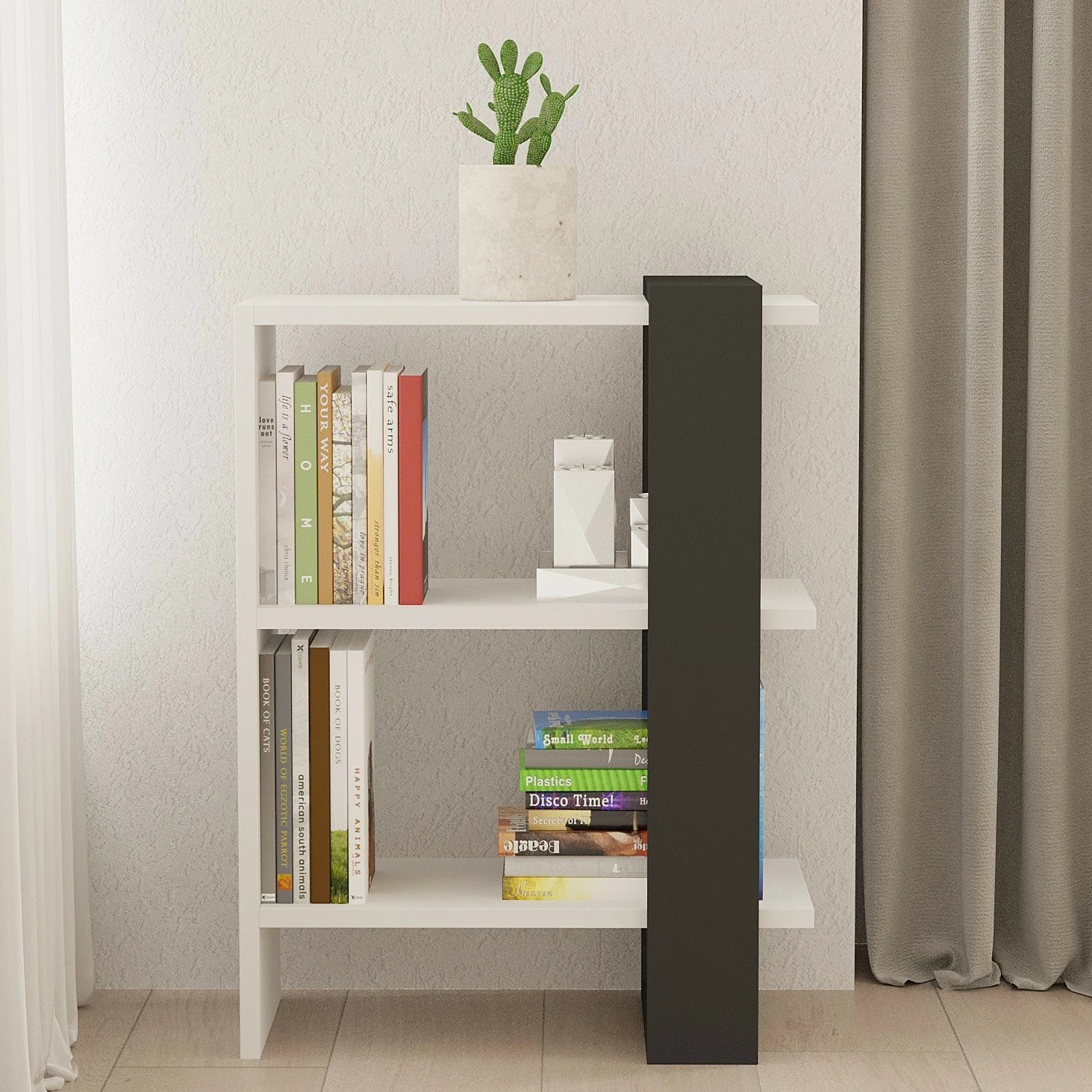 Raft librash Hanah Home, Funda, anthracite dhe i bardhë