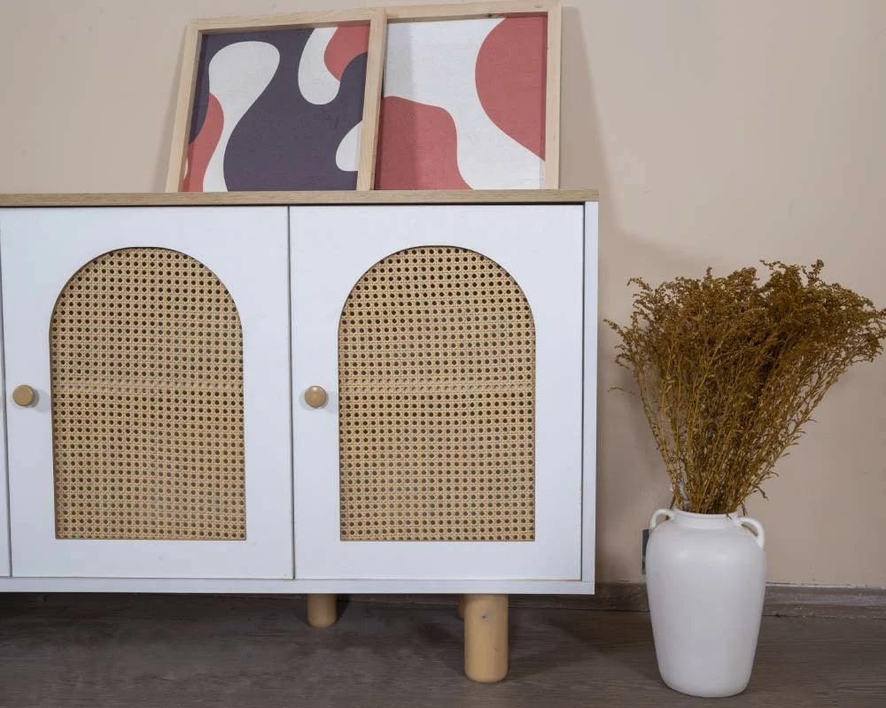 Konsol Skye Decor, bohem, e bardhë dhe lis