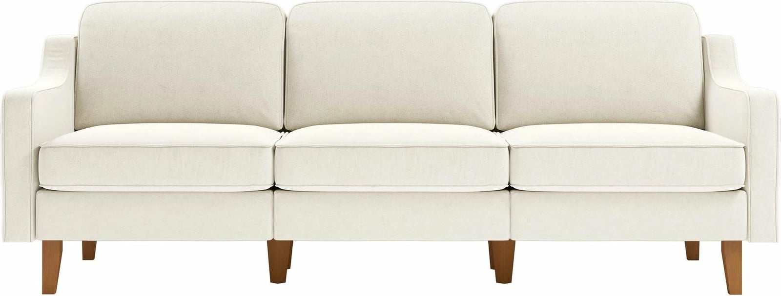 Divan treshe, ngjyrë Milk Froth, këmbë druri walnut, Robin Extra 3