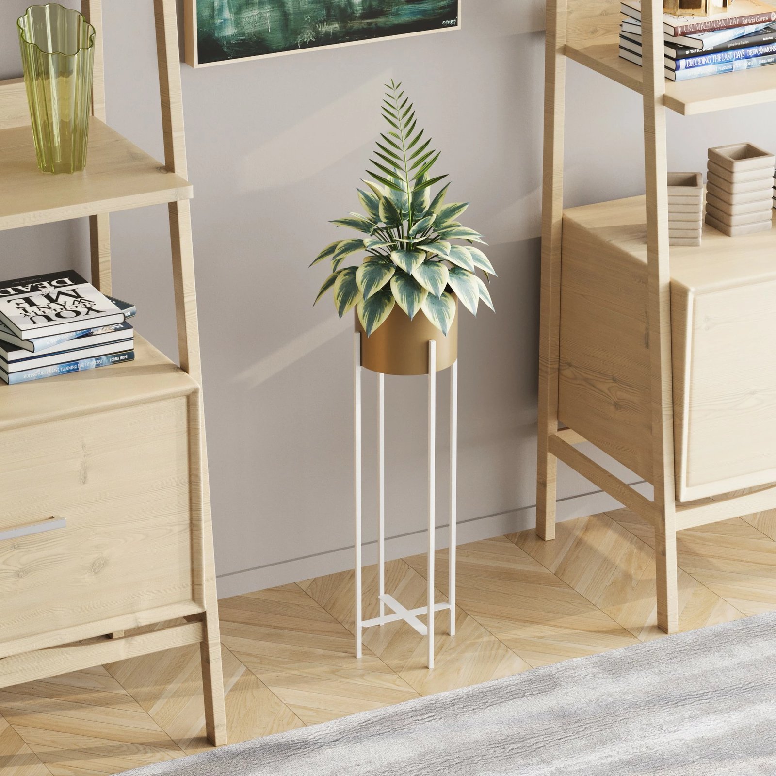 Vazo dekorative Aberto Design, GED-025-C, e bardhë dhe e artë, 23x78x23cm Vazo dekorative Aberto Design, GED-025-C, e bardhë dhe e artë, 23x78x23cm