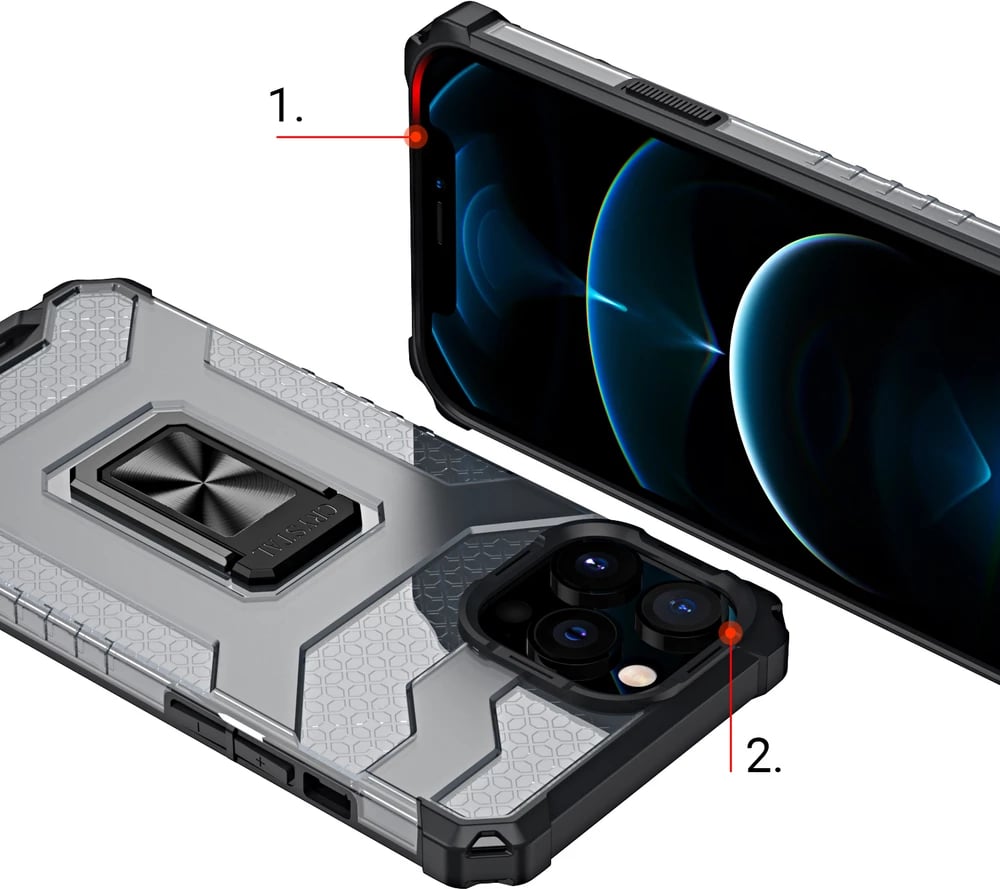 Mbështjellës Hurtel Crystal Ring Case për iPhone 13 Pro Max, me këmbëz, i gjelbër