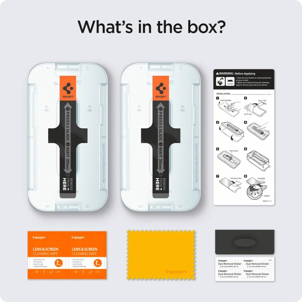 Xham i kalitur, Spigen Glas.tR EZ Fit, për iPhone 13/13 Pro/14/16e, 0.58mm 9H, set 2 copë