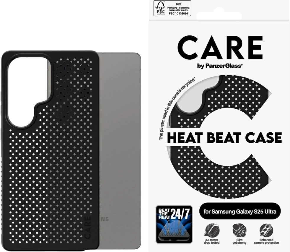 Mbështjellës PanzerGlass Heat Beat Case për Samsung Galaxy S25 Ultra, Zi