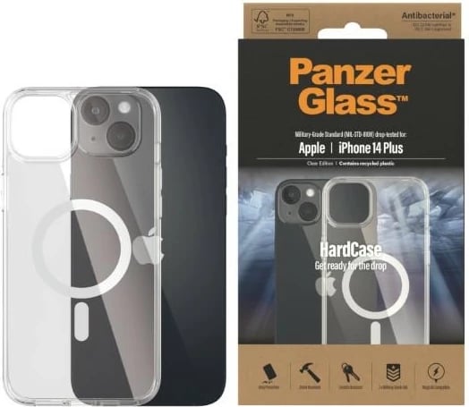 Mbështjellës PanzerGlass HardCase me MagSafe për iPhone 14 Plus / 15 Plus, Transparent