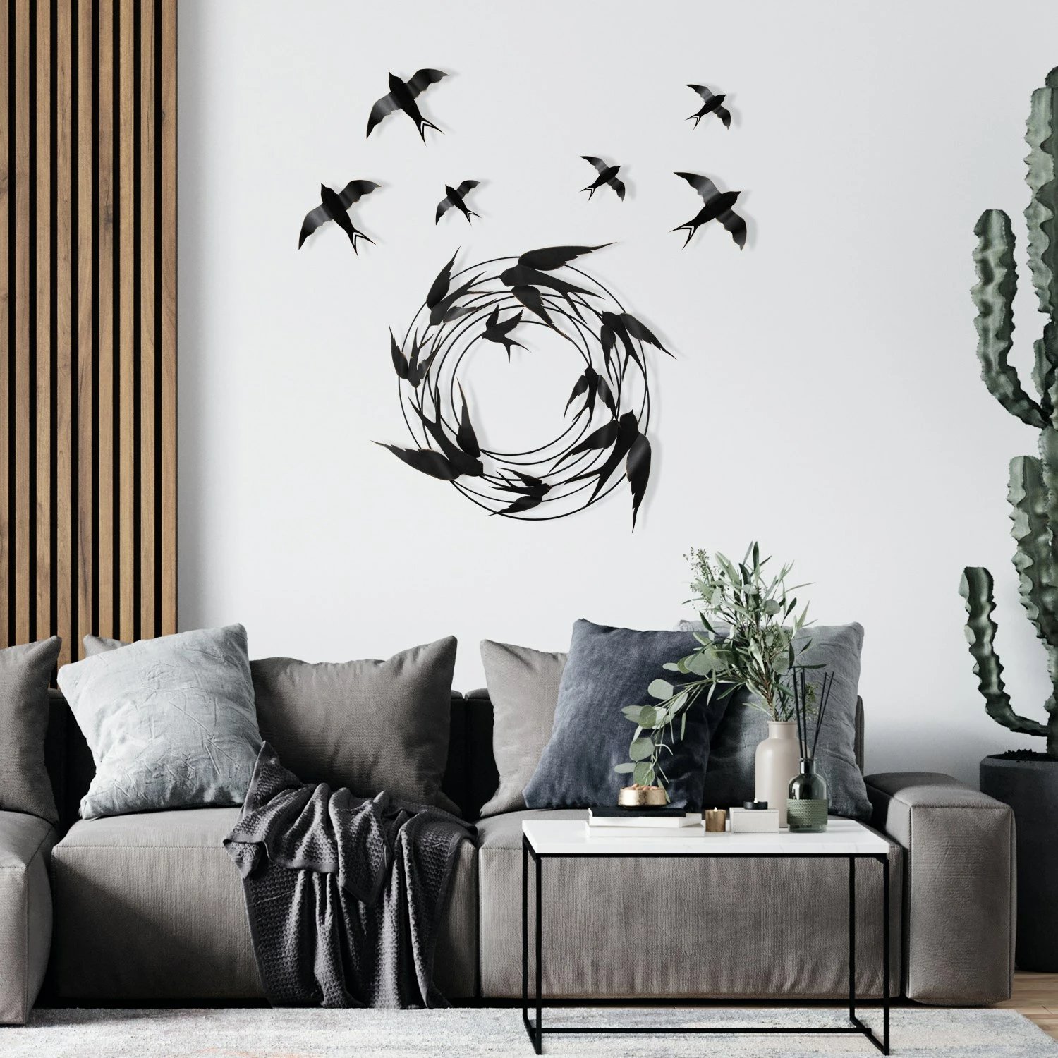 Aksesor dekorativ metalik për mur, Wallity, Migration, shumëngjyrësh, set 6 copë