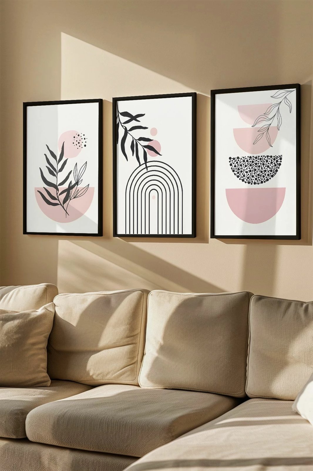 Pikturë dekorative me kornizë (3 copë), Wallity, Artvmodel2-Sıyah