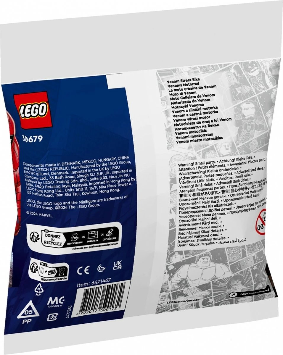 Set LEGO Marvel Super Heroes 30679 Venom Street Bike, 53 pjesë, për fëmijë, i zi