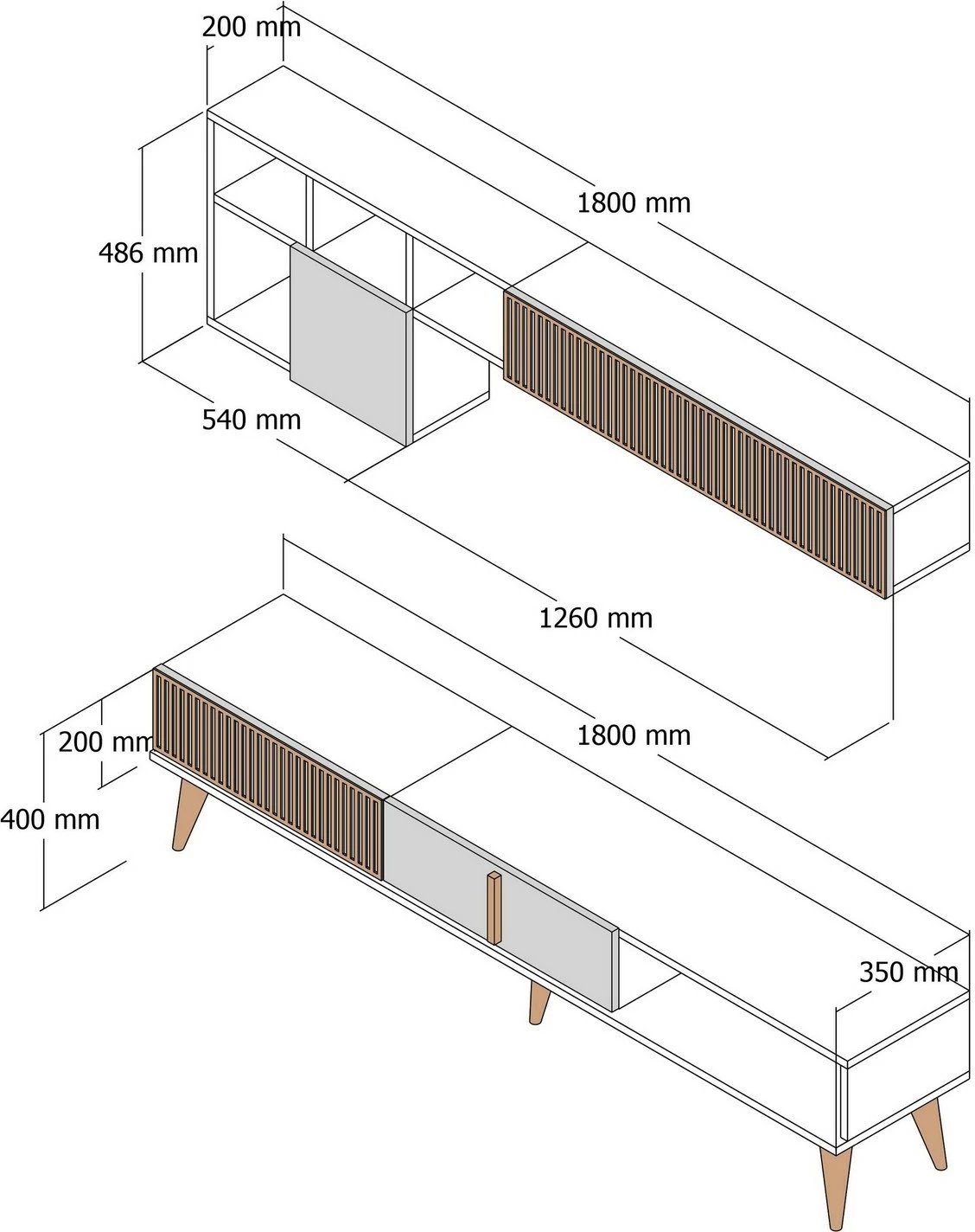 Komodë TV Hanah Home Milan, ngjyrë arre dhe antracit