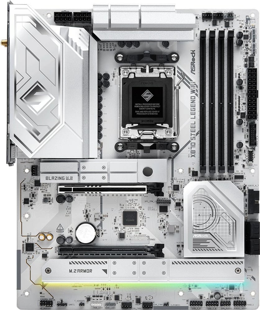 Pllakë amë ASRock X870 STEEL LEGEND WIFI, Socket AM5, ATX, 4x DDR5, Wi-Fi 7, e bardhë