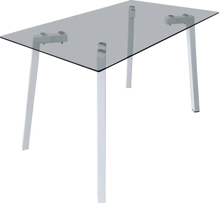 Set tavolinë me karrige Ariadne, ngjyrë e bardhë, tavolinë Titta xham, 120x70x75cm, 5 pjesë