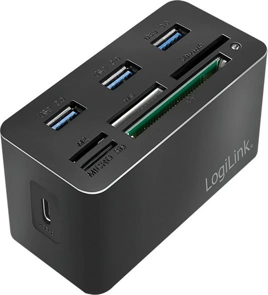 Stacion docking LogiLink CR0046, 8 porta USB 3.2, lexues kartelash, e zezë