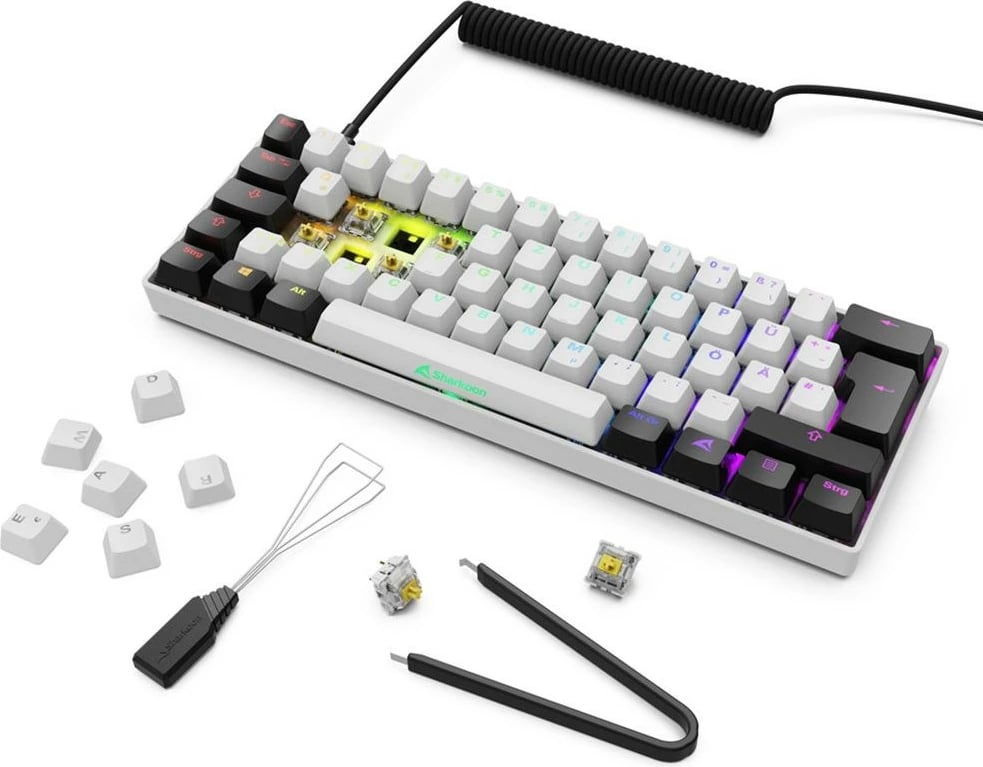 Tastierë gaming Sharkoon Skiller SGK50S4 Gen2, RGB, bardhë-verdhë