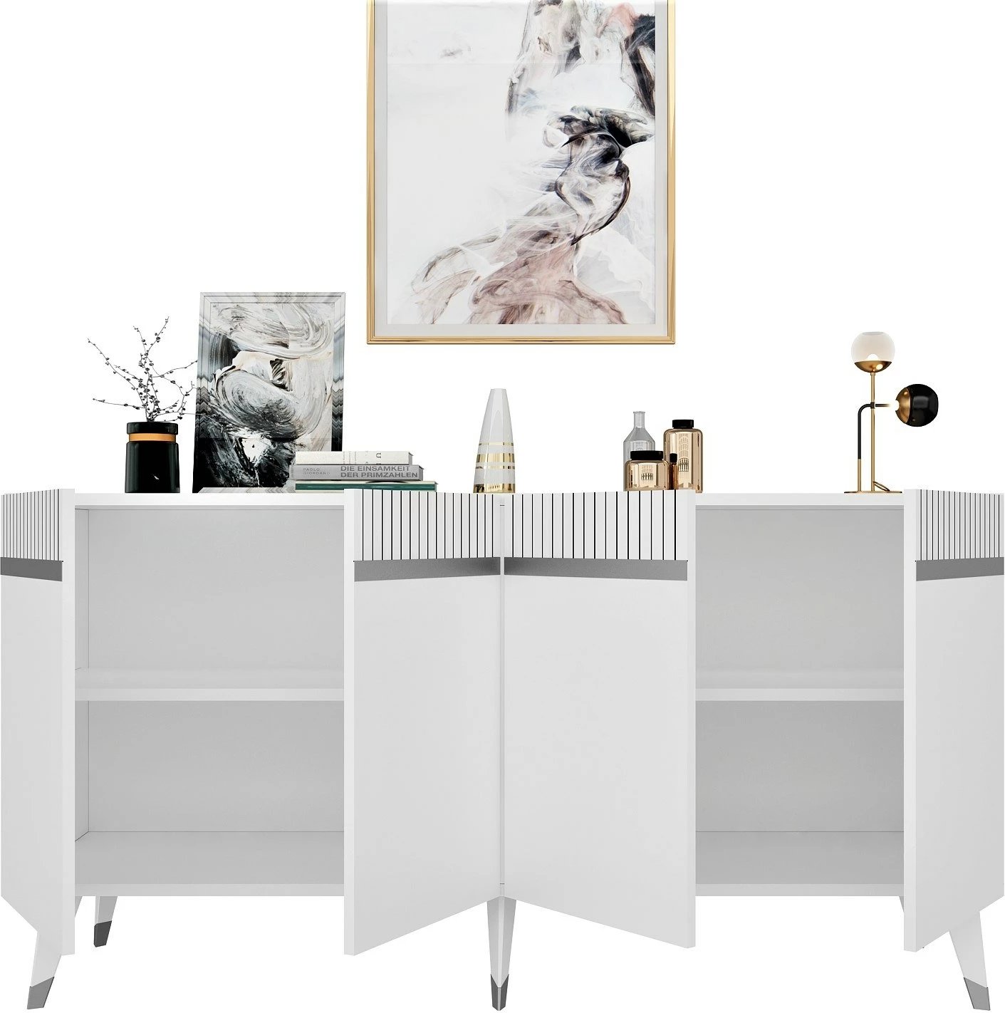 Konsolë Hanah Home Defne, e bardhë, argjend