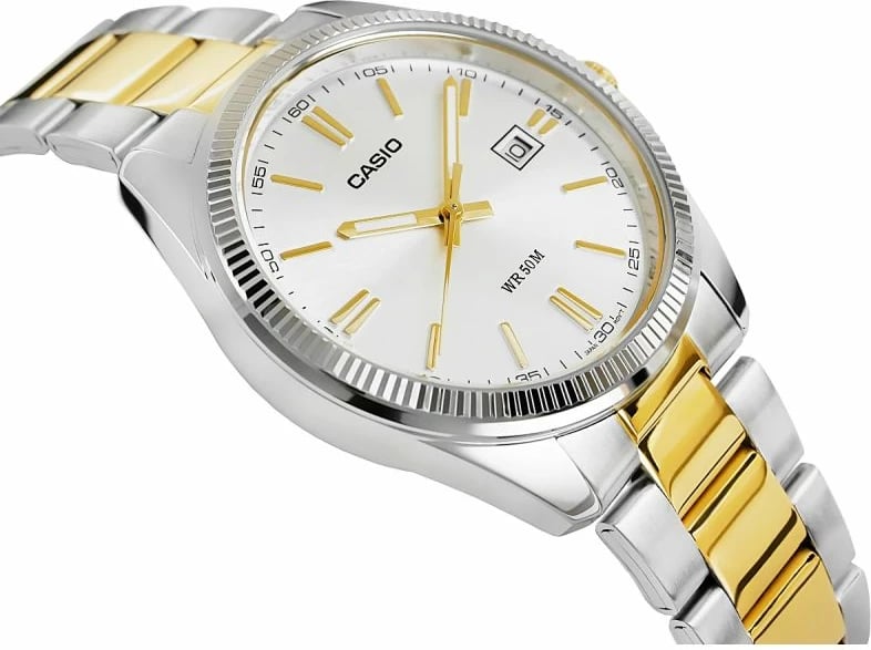 Orë dore për meshkuj Casio, argjend e ar