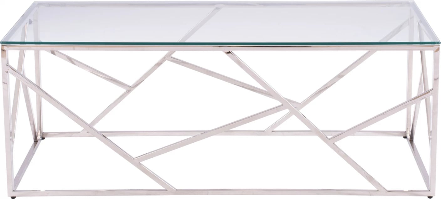 Tavolinë kafeje JANA me xham dhe bazë kromi 120x60x45H cm. FH8617.01