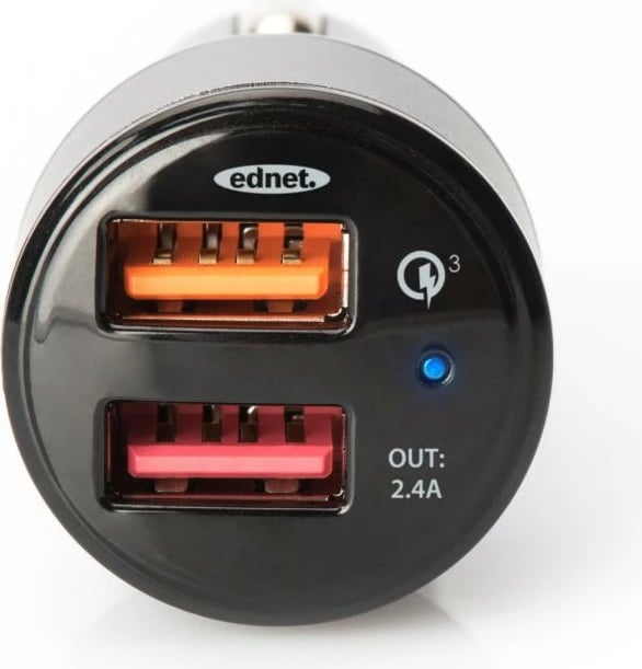 Karikues veture EDNET 84103, 2xUSB, Qualcomm Quick Charge 3.0, zi-argjendtë