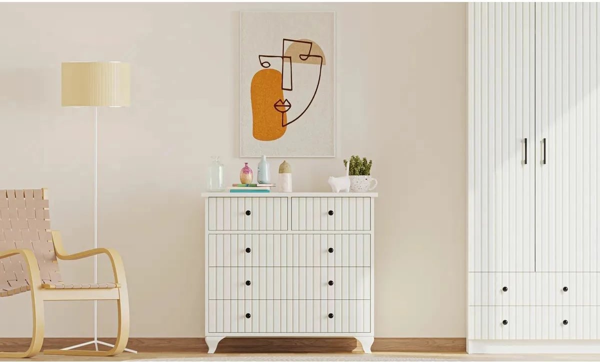 Komodë Skye Decor, ngjyrë e bardhë mat, RB-185-09