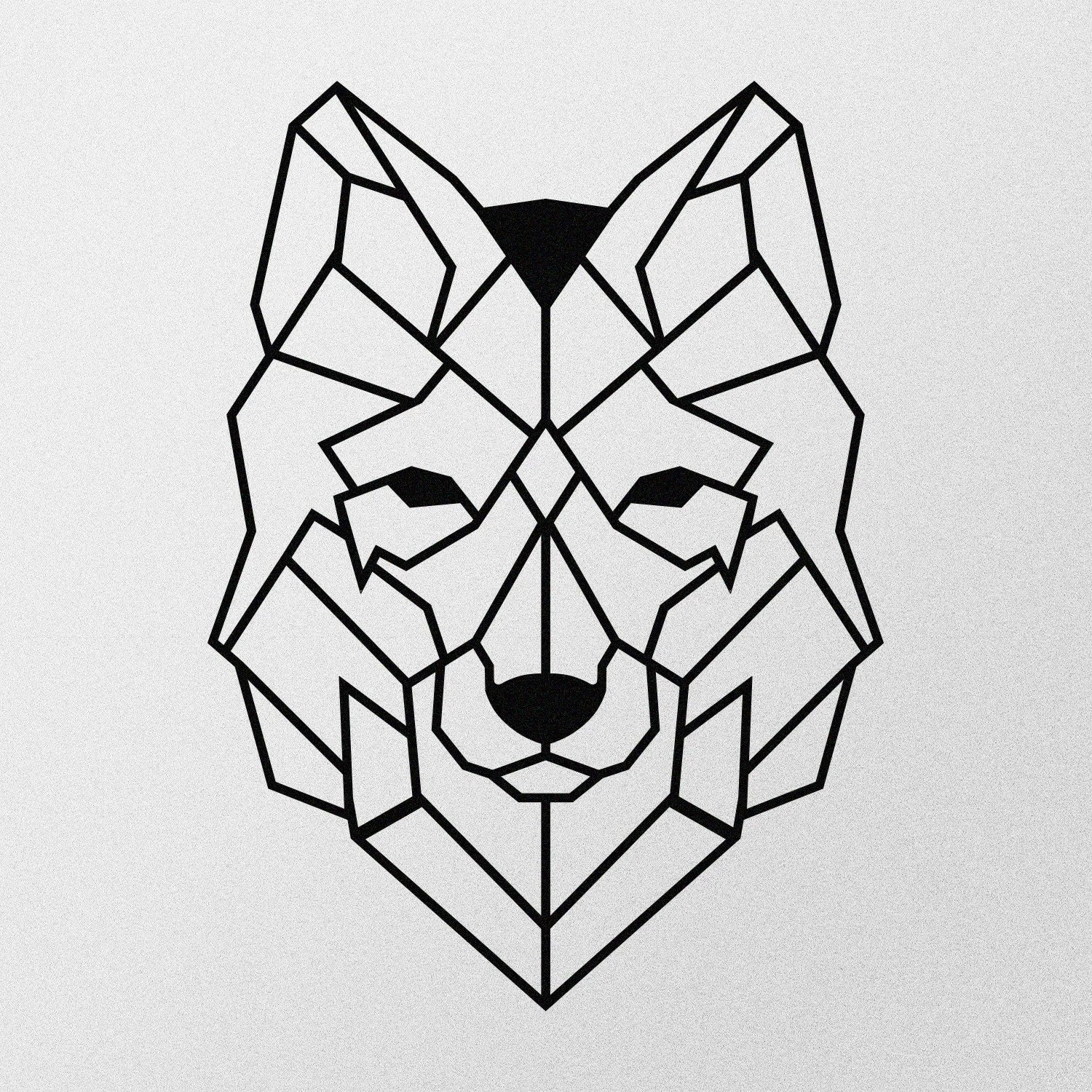 Aksesor dekorativ metalik për mur, Wallity, dizajn ujku, ngjyrë e zezë, 41x57cm