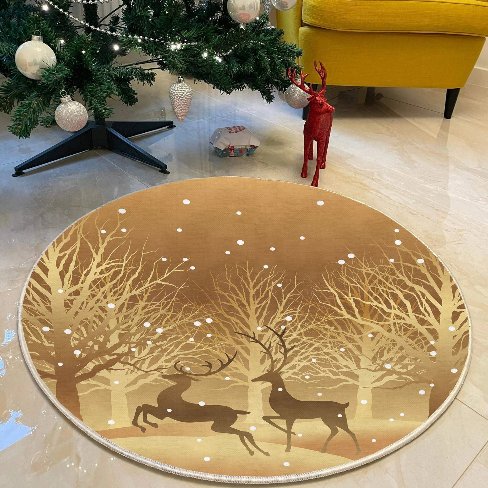 Qilim i rrumbullakët, ngjyrë ari, Conceptum Hypnose, Woopamuk451, 130cm