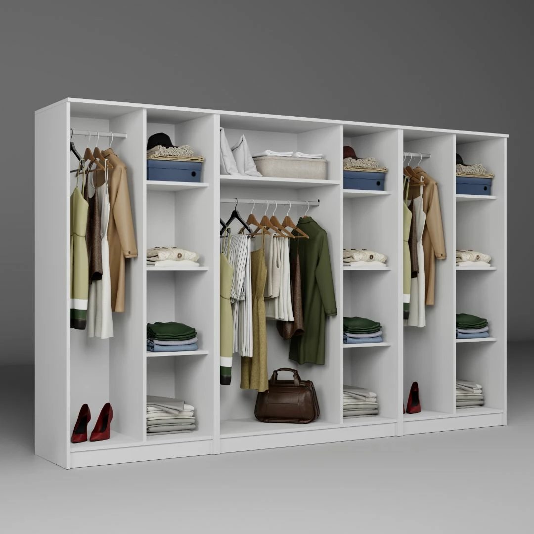 Dollap rrobash Skye Decor, Kardelen 1600-107, ngjyrë e bardhë, 280x180x51.8cm