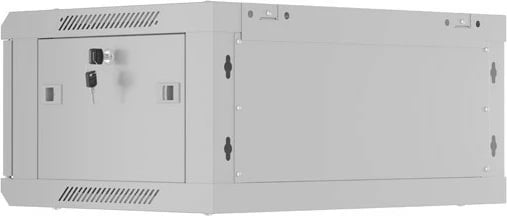 Kabinet rack muri 19", Lanberg WF01-6404-23S, 4U 600x450, derë e perforuar, 4 shina, 2 vende ventilatori, IP20 60 kg, gri, Flat Pack