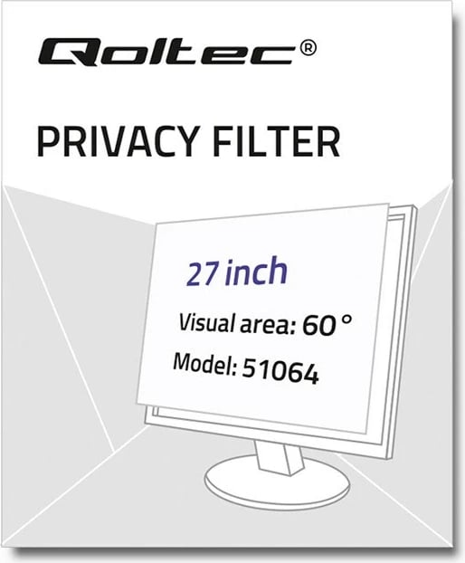 Filtër privatësie për monitor Qoltec 51064, 27 inç, 16:9, i tejdukshëm/bardhë