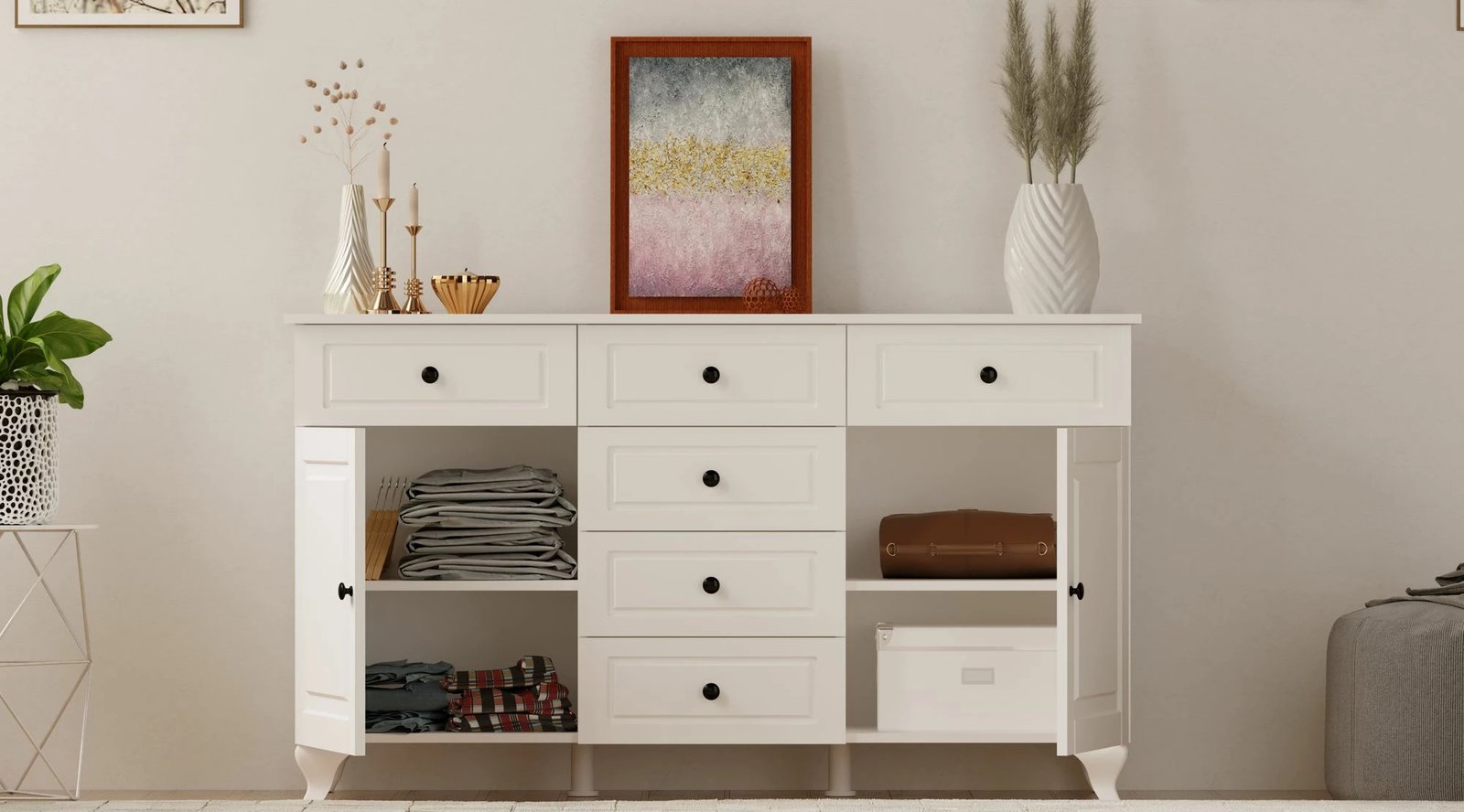 Komodë Skye Decor, ngjyrë e bardhë mat, Rb-025-01