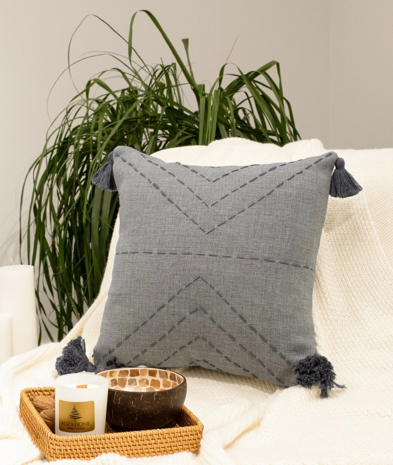 Jastëk dekorativ, ngjyrë gri, Aspen, Evila Originals