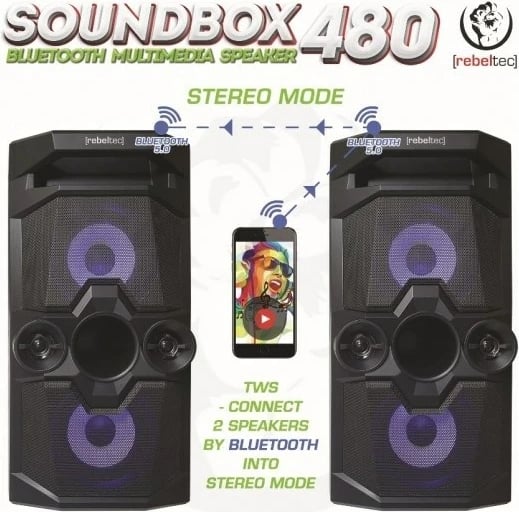 Boks portativ Rebeltec SoundBox 480, Bluetooth, 50W, i zi