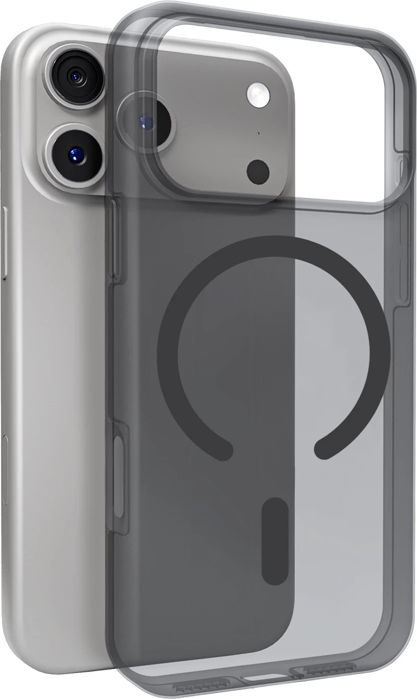 Mbështjellës, Puro, Daylight, për iPhone 17 Pro, MagSafe, silikon + polikarbonat, i zi gjysmëtransparent