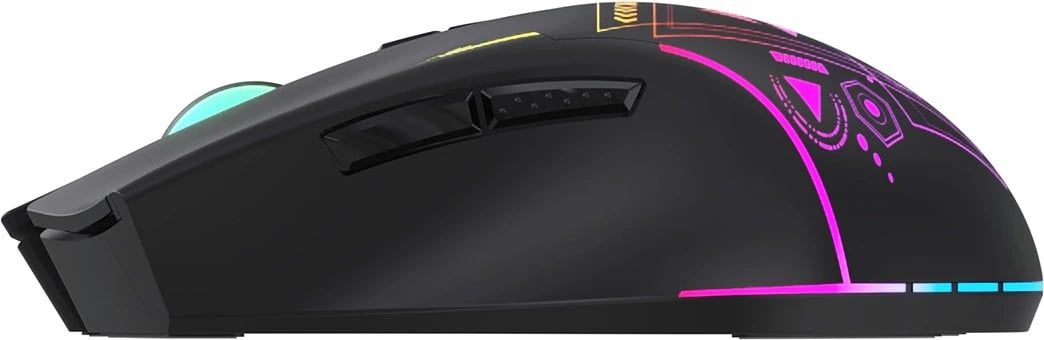Maus pa kabëll, Wozinsky WMGB-3200, optik 3200 DPI, 2.4 GHz, 7 butona, bateri e rikarikueshme 400 mAh, RGB, USB-C, i zi