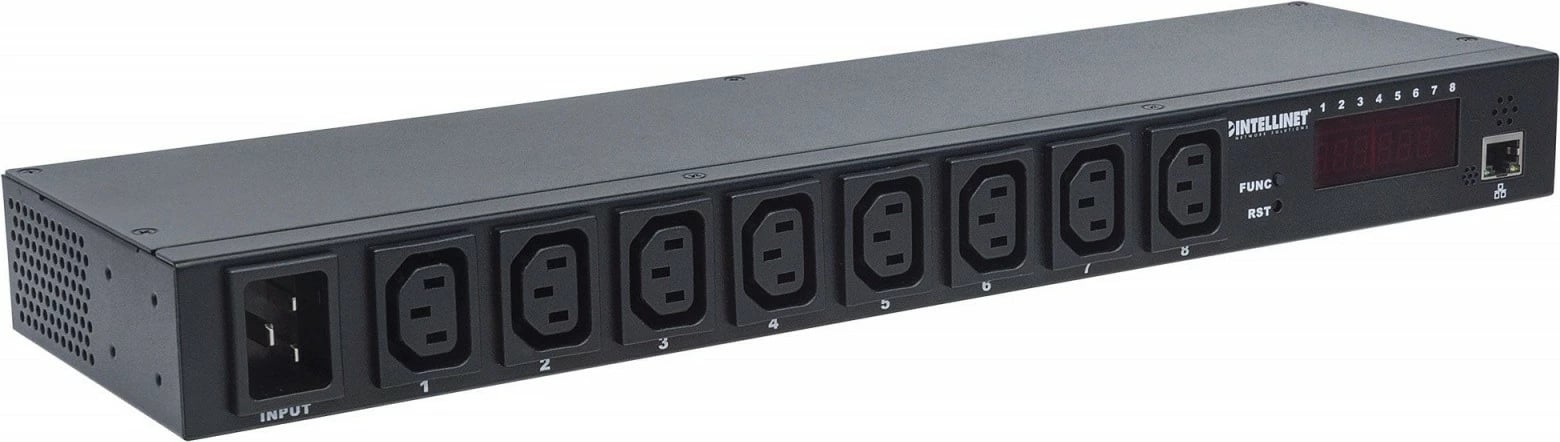 Shirit energjie rack Intellinet 163682, 8 dalje C13, menaxhim IP, 1U, i zi