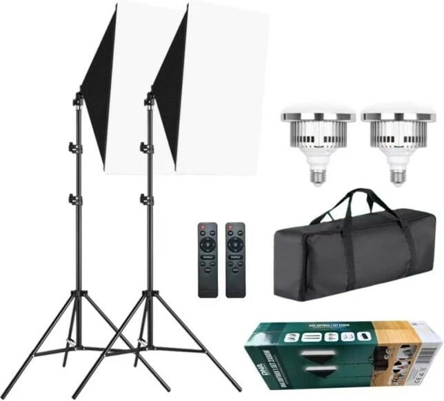 Set Reflektor drejtkëndor Softbox DNA, 2x60W,  50x70cm