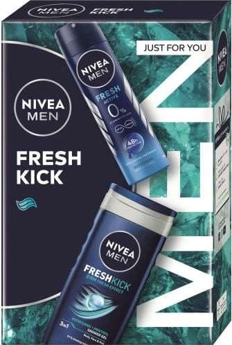 Set për meshkuj Nivea Fresh Kick Shower Gel, 250 ml + Deodorant 150 ml