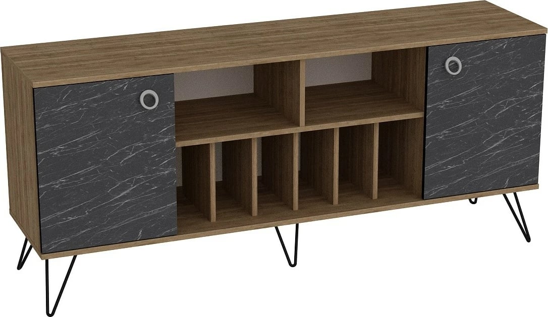 Konsol Lorenz, ngjyrë arre dhe e zezë, 180x78.6x44.8cm