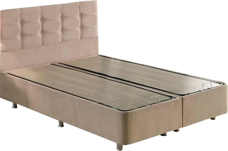 Bazë dhe shtrat dopio me taban, Hanah Home, Ela Double, ngjyrë kafe e çelët, 180x200